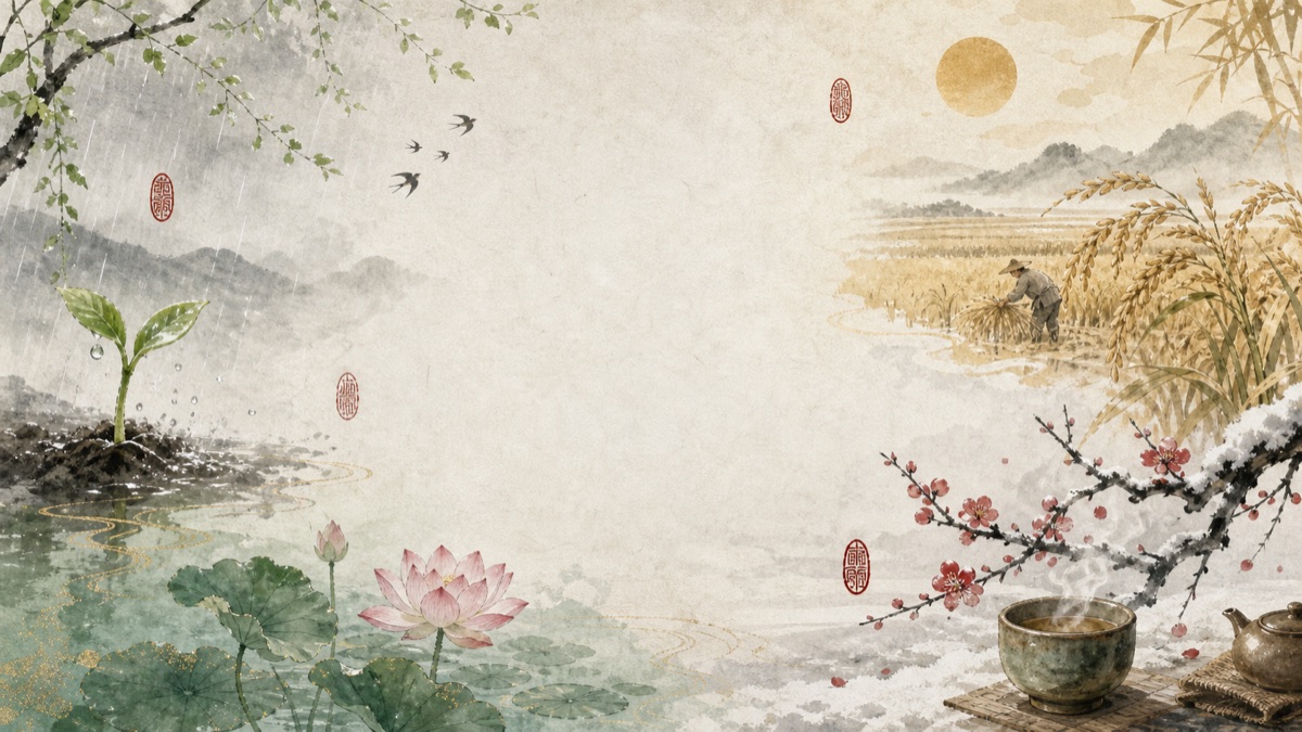 春夏秋冬二十四節氣水墨風景的文章圖